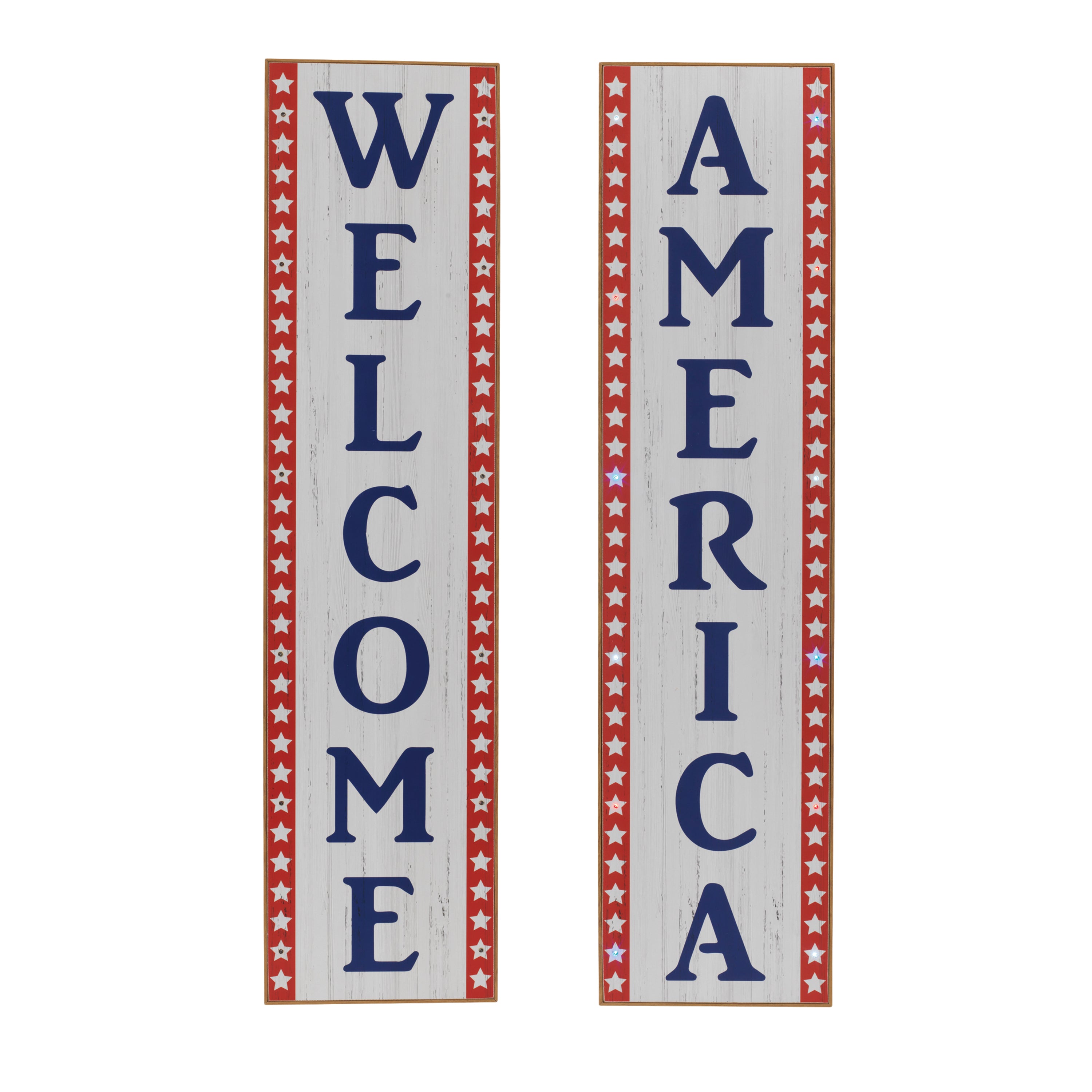 47.2 Inch Pre Lit Patriotic Porch Signs Set of 2 2623260EC